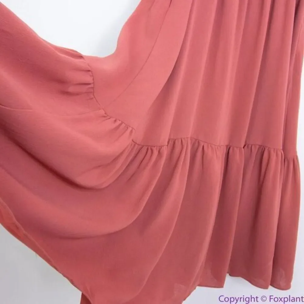 NEW Madewell Ruched Keyhole Tiered Midi Dress,‎ Vintage Quartz, 12